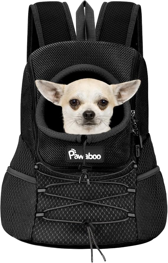 Pawaboo Pet Dog Front Carrier Backpack,Black,S