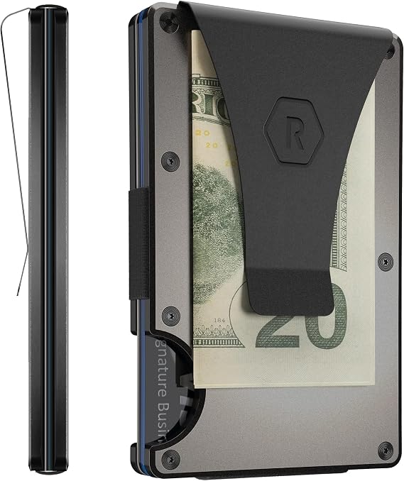 The Ridge Wallet for Men - Slim Minimalist Compact Wallet and Card Holder, RFID Protected Front Pocket Wallets for Men with Integrated Money Clip (Gunmetal)