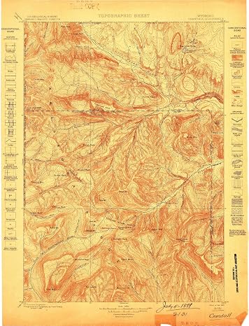 YellowMaps Crandall WY topo map, 1:125000 Scale, 30 X 30 Minute, Historical, 1899, 20.4 x 15.6 in - Tyvek