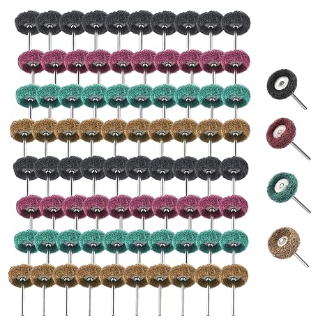 80 Pcs Abrasive Wheels, 1" (25 mm) Abrasive Buffing Polishing Wheels Set For Dremel Rotary Tools-1/8" (3 mm) Shank