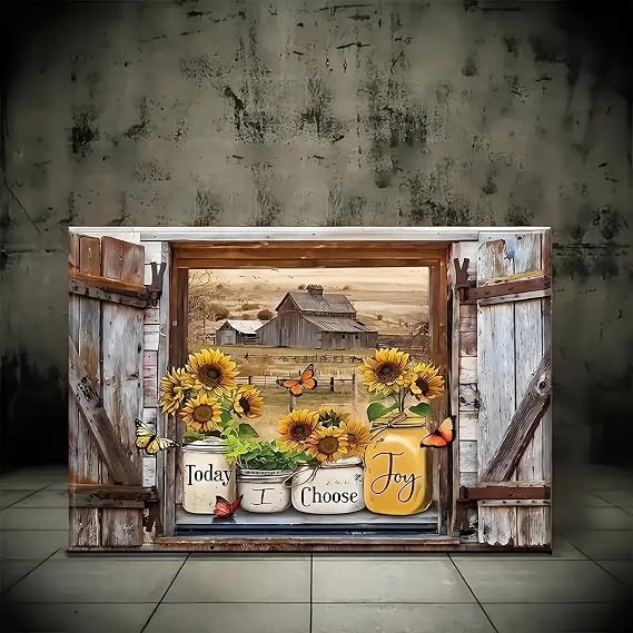 HYFBH Today I Choose Joy Sunflower Butterfly Window Canvas Wall Art 12x16In