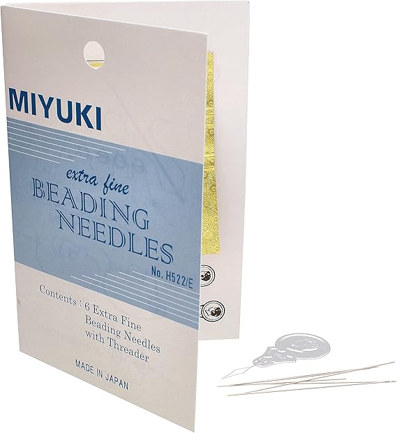 Miyuki Extra-Fine Beading Needles 6 Pack, Assorted Sizes, 0.4mm Diameter Needle Threader Included Made in Japan Use with Delica Beads for Jewelry Making and Other Seed Bead Projects