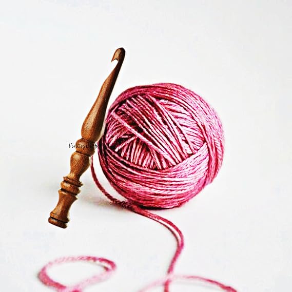 Wooden Crochet Hook Ergonomic Handmade for Arthritic Hands Crochet Hook Sustainable, Lightweight & Easy Grip Crochet Tools Sheesham Wood Antique Brown (Size 6 MM)