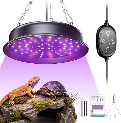 UVB Light for Reptiles, TFNN Reptile Light Fixture with 3-6-12 Cycle Timer & 3 Brightness, Full Spectrum UVA UVB Lamp for Turtles Bearded Dragon Snake 18W