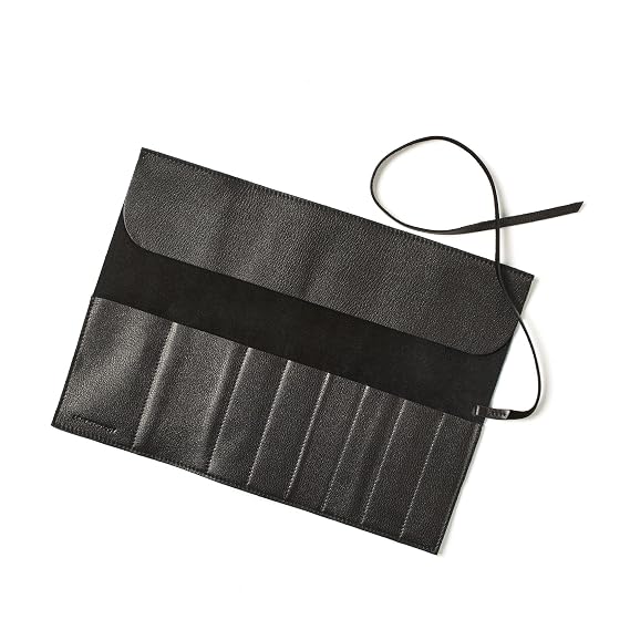 Leatherology Large Makeup Brush Roll - 8 Brush Slots - Black Onyx