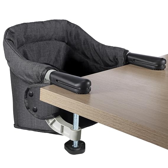 Toogel Hook On High Chair, Secure Harness & Non-Slip Aluminum Clamp, Black | Clip-On Seat 6-36M, Foldable Portable, Safe Washable Fabric, Fits Most Tables, Quick Install, Carry Bag for Home Restaurant