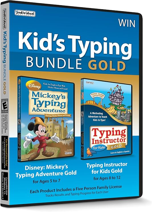 Kid's Typing Bundle Gold - Windows - Includes Two Software Typing Programs to Teach Kids How to Type with Mickey Mouse & Friends or on Typer Island - CD/PC