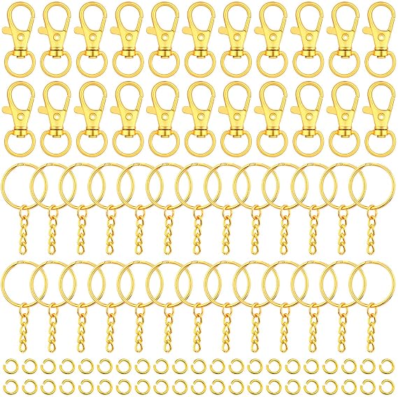 Keychain Rings for Crafts, Selizo 120pcs Gold Keychain Hardware Includes 60pcs Key Chain Hooks and 60pcs Key Rings for Keychains, Acrylic Blanks and Resin Craft