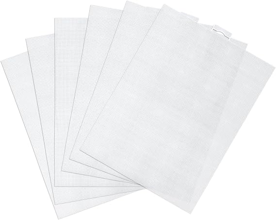 6pcs Plastic Mesh Canvas Sheets | 14 CT Clear for Embroidery Making, Cross Stitch Aida Screen for Crafts DIY Crochet Projects (11x8.2 inch)