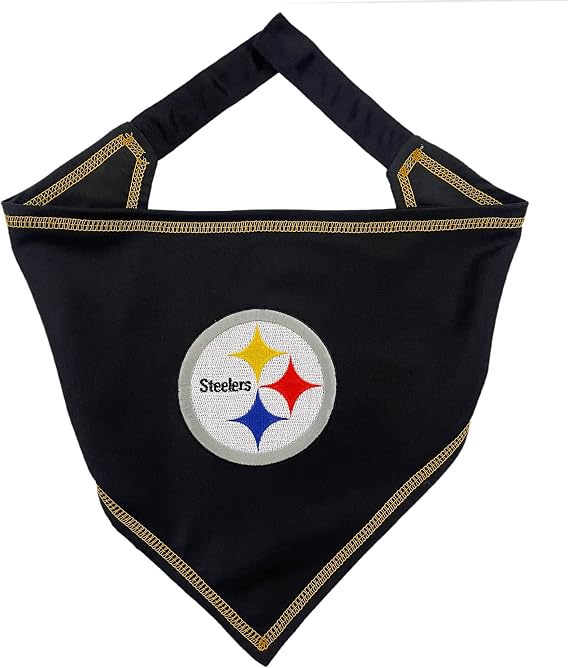 Pets First NFL Pittsburgh Steelers TIE Bandana, Small/Medium. Dog Bandana Scarf Bib for Pet Cat Dog. The Ultimate Game-Day, Party Bandana (PIT-3550-S-M)