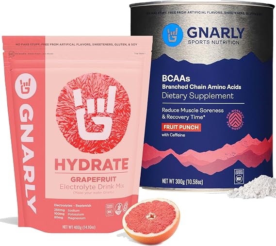 Gnarly Nutrition Hydrate Grapefruit (14.10oz) BCAAs Fruit Punch (10.58oz)