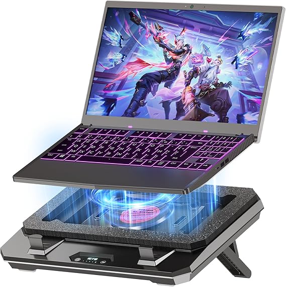IETS GT300 Upgraded Laptop Cooling Pad with Adjustable Stand, Turbo Boosted Cooler for Rapid Cooling 10-17inch Gaming Laptop, Flexible Sealing Ring,Featuring Air Filtration and USB Hub