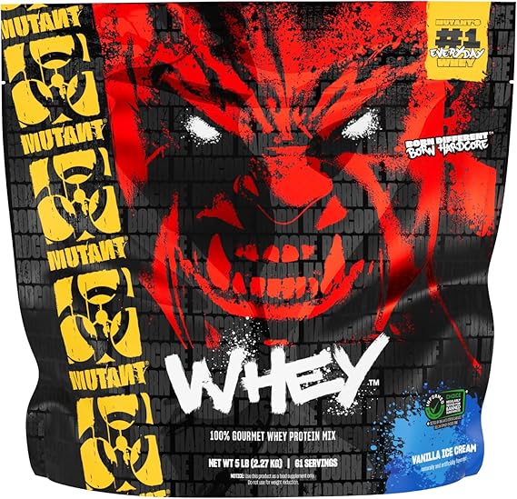 Mutant Whey 100% Whey Protein Powder Shake, Gourmet Taste, 22g of Protein, Fast Absorbing, Easy Digesting, 5lbs - Vanilla Ice Cream