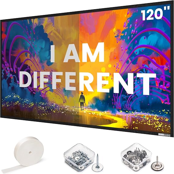 ALR Projector Screen - Fixed Frame-like & Wall-Mounted - High Contrast 70% ALR High Brightness 2.7x Gain - 120 Inch 16:11 Gray Screen