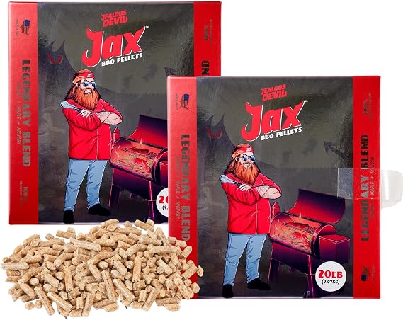 Jealous Devil Jax Legendary Blend BBQ Pellets 2 Pack - Made from Cherry, Maple, and Hickory Hardwoods - 100% Natural, JDJAX20_X2