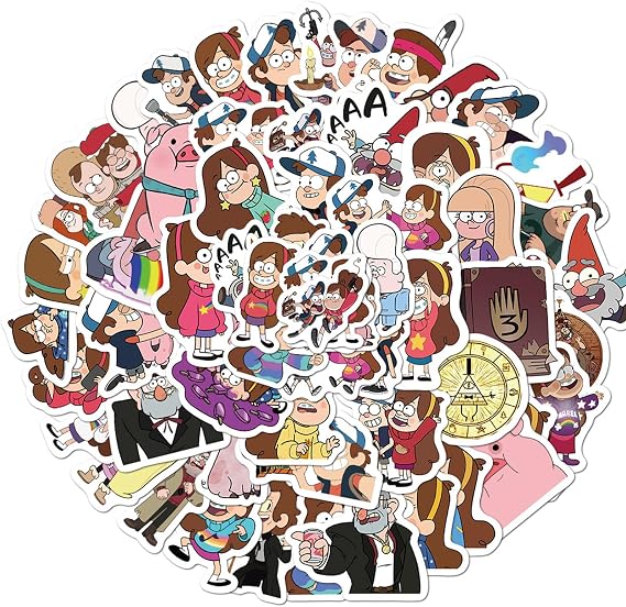 50Pcs Gravity Falls Sticker for Kids, Funny Cartoon Waterproof Vinyl Stickers for Adult Teen Girl Water Bottle Laptop Phone Computer Guitar Notebook Skateboard Travel Case Scrapbook Helmet