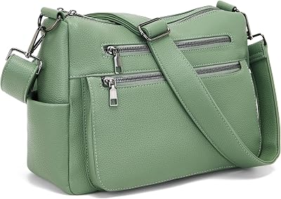 YZAOLL Large Crossbody Shoulder Bag for Women Vegan Leather Tote with Adjustable Wide Strap Work Purse with 10 Pockets