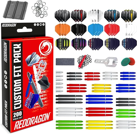 RED DRAGON Darts - Professional Darts Accessories - Choose from Full Dart Accessory Kit (Flights, Shafts, Finger Grip Wax & More) or Precision Dart Practice Rings - Multiple Options Available