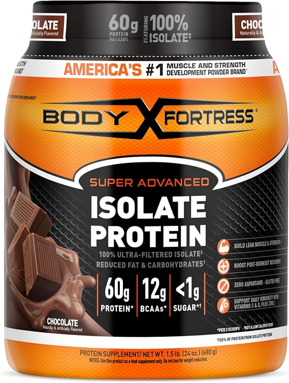 Body Fortress Super Advanced Isolate Protein Powder, Chocolate, Gluten Free