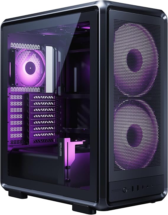 Cooler Master MasterFrame 500 Mesh aRGB Black Freeform 2.0 Modular Platform Open Air ATX Mid Tower Case, Aluminum Frame, Dual 200mm aRGB Fans, 390mm GPU Max, 360mm AIO Max, Type C, Tempered Glass