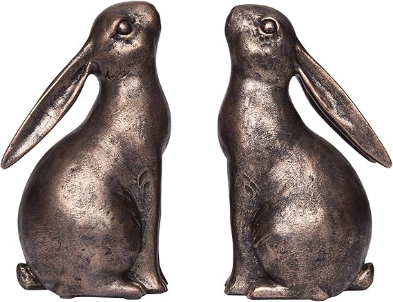 Creative Co-Op Decorative Resin Rabbit Bookends, Bronze