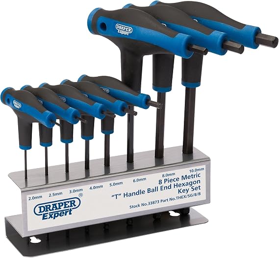 Draper Expert 8 Piece Soft Grip T Handle Hexagon And Ball End Key Set - 33873