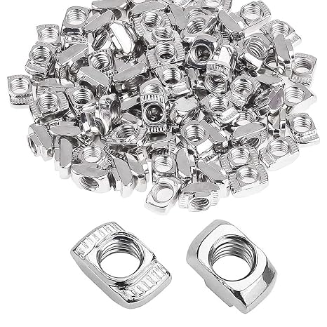 100Pcs 2020 Series M3 T Nuts, T Slot Nut Hammer Head Fastener Nut, Nickel Plated Carbon Steel Nut for Aluminum Profile(2020 Series M3)
