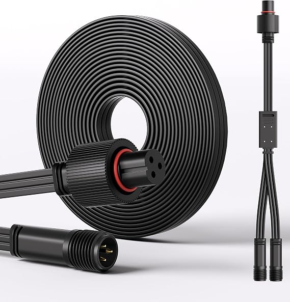 16ft Extension Cable for Govee Outdoor Lights, 3pin Waterproof Extension Cord, with Y-Connector Splitter for Govee H706A /H706B /H706C /H7039