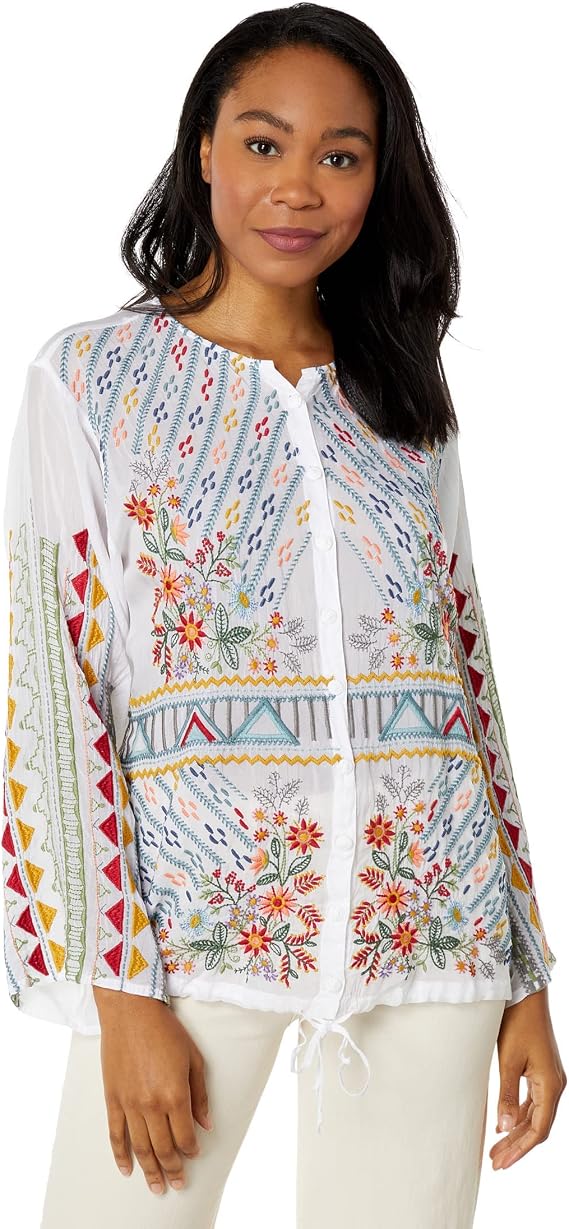 Johnny Was Ezra Blouse White LG