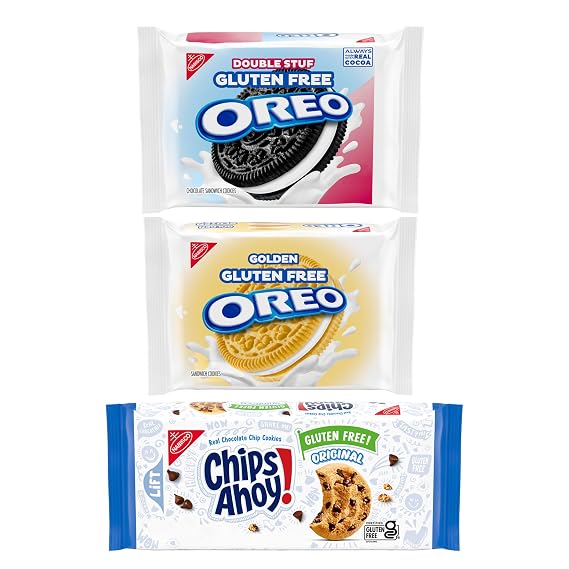 OREO and CHIPS AHOY! Gluten Free Cookies Variety Pack, 3 Packs | OREO Double Stuf, OREO Golden, CHIPS AHOY! Chocolate Chip Cookies