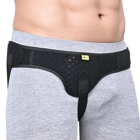 TENB Inguinal Hernia Belt for Men & Women | Groin Truss Support | Breathable & Discreet & Adjustable, for Pre & Post-Surgery, with Removable Compression Pads, Fits Left/Right Side, Black, L