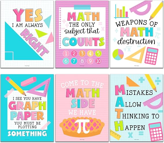 6 Math Posters - Motivational Math Posters for Elementary & Middle School