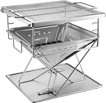 Campingmoon BBQ Grill Fire Pit Foldable Stainless Steel - Medium MT-035