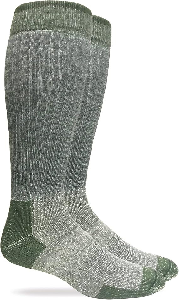 Carolina Ultimate Mens 90% Merino Wool Tall Boot Socks 1 Pair Pack, Charcoal/Green, Medium