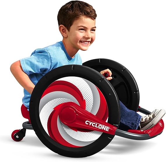 Radio Flyer Cyclone, For Ages 3-7, Arm-Powered Ride On, 16" Wheels | 360-degree Spins, Forward/Reverse Action, Ergonomic Seat & Frame, Comfort Hand Grips, Solid Steel, 69 lb Capacity