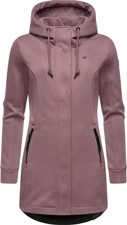 Ragwear Letti Bonded Women's Lightweight Ribbed Knit Transition Coat Long Windproof with Hood XS-6XL