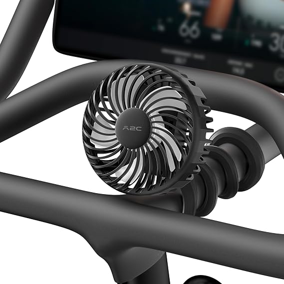A2C Portable Gooseneck Fan for Treadmill Exercise Bike | 長さ16.5インチの曲げ可能なアーム、充電式バッテリー、360°回転、3段階の速度でトレッドミルエクササイズ、固定サイクリングバイクに対応。
