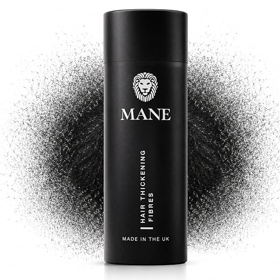 Mane Hair Building Fibers for Women & Men, for Fine & Thinning Hair, Thicker Fuller Looking Hairstyle, Conceal Bald Spots - Black