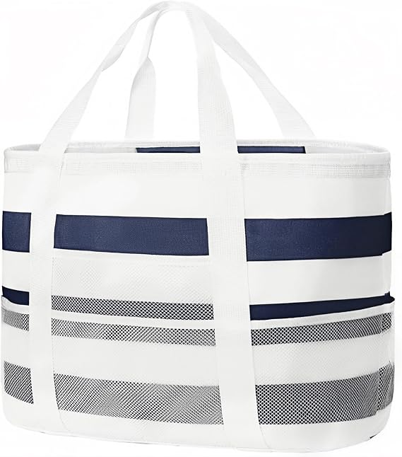 Beach Bags for Women - Large Tote Bags Waterproof Sandproof, Mesh Bag Beach Tote Bag Pool Tote for Vacation, Navy