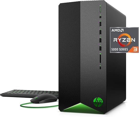 HP Pavilion Gaming Desktop, AMD Radeon RX 5500, AMD Ryzen 3 5300G Processor, 8 GB RAM, 512 GB SSD, Windows 11 Home, 9 USB Ports, Keyboard and Mouse Combo, Pre-Built PC Tower (TG01-2022, 2022)