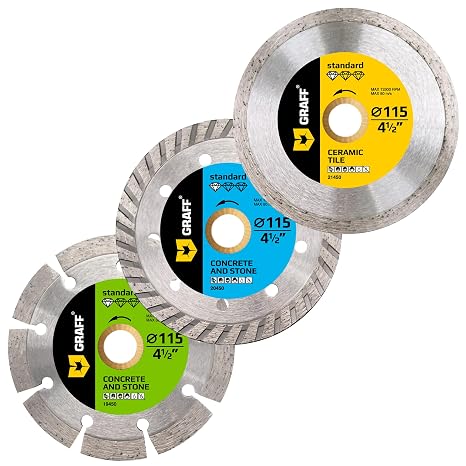 4 1/2 Inch Diamond Blade for Angle Grinder Arbor 7/8"-5/8" Set Diamond Cutting Wheel for Stone, Marble, Granite, Brick, Masonry, Concrete Diamond Saw Blades for Dry and Wet Cutting GRAFF