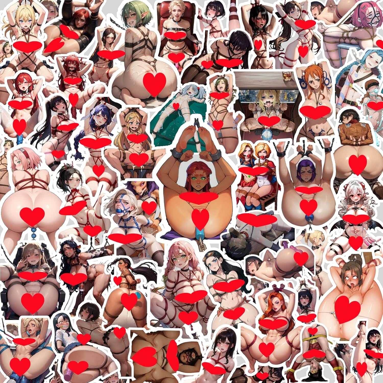 48Pcs-Hentai Stickers Sexy Anime Stickers Uncensored Waifu for Water Bottle Laptop Skateboard Motorcycle Car Bicycle Luggage Trolley - Hentaii Stickers Colorful-11