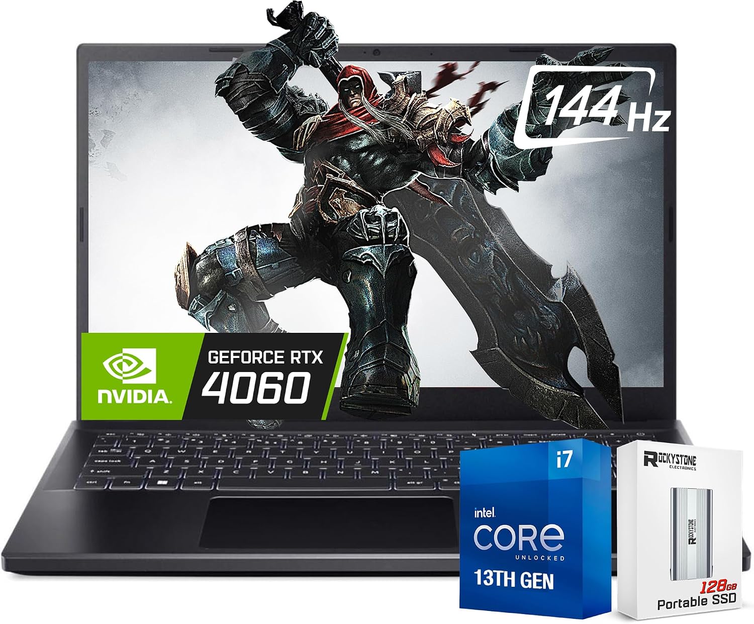 acer Nitro V 15 Gaming Laptop, Intel 10-Core i7-13620H, 15.6 144Hz FHD IPS Display, NVIDIA GeForce RTX 4060 8GB GDDR6, 64GB DDR5 RAM, 2TB SSD, W128GB Portable SSD, Windows 11 Home