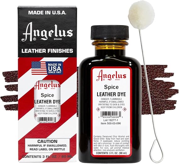 Angelus Leather Dye, Spice, 3 Ounce Bottle (500-03-096)
