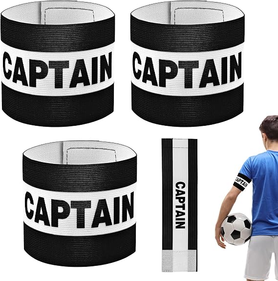 3Pcs Captain Arm Bands for Soccer, Black Adjustable Soccer Captain Armband, Arm Bands Football for Adults Youth Rugby Basketball Volleyball Teams