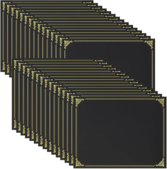 Ndsox 30 Packs Black Certificate Holders, Graduation Diploma Holders, 350GSM, Diploma Covers with Gold Foil Border for Letter Size 8.5" x 11" Award Certificate Paper, Cardstocks and Documents