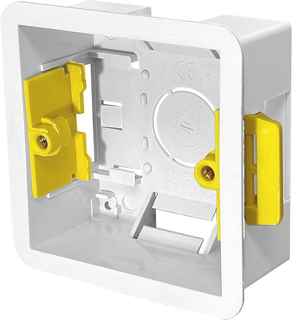 1 Gang Dry Lining Back Box 35mm | Fast-Fit Electrical Wall Box for Plasterboard (Pack of 1)