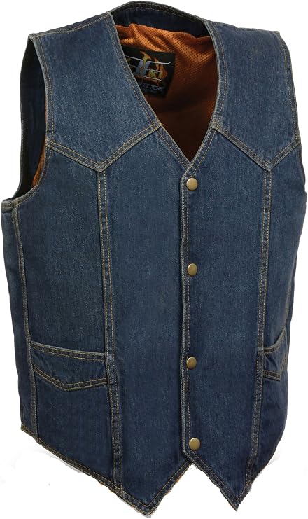 Men's 100% Cotton Basic Denim Vest 5X (64) Blue