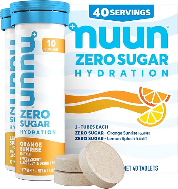 Nuun Zero Sugar Hydration Electrolyte Tablets Mixed Citrus, GF & Vegan, 4PK | 40 Servings with Sodium, Potassium, Chloride, Calcium, Magnesium, Light & Delicious Fruit Flavors, No Sugar, Gluten Free