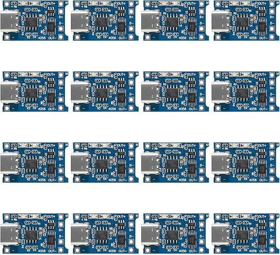 16pcs 5V 1A TP4056 Charging Module Type-C USB for 18650 Lithium Battery Charger Board with Protection USB Type C (TP 5V Charge)